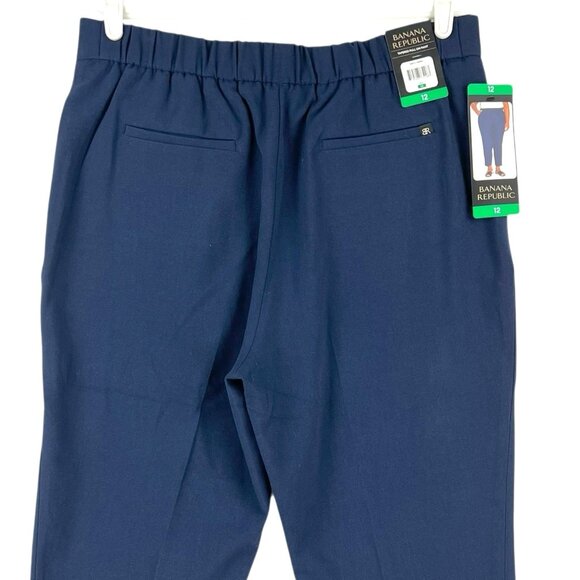 Banana Republic Women's Pull-on Tapered Stretch Blue Pants Size 12 High Rise NWT - Picture 4 of 15